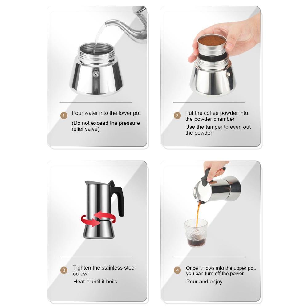 Stainless Steel Moka Pot Large - đánh giá và giá French Press Coffee Maker